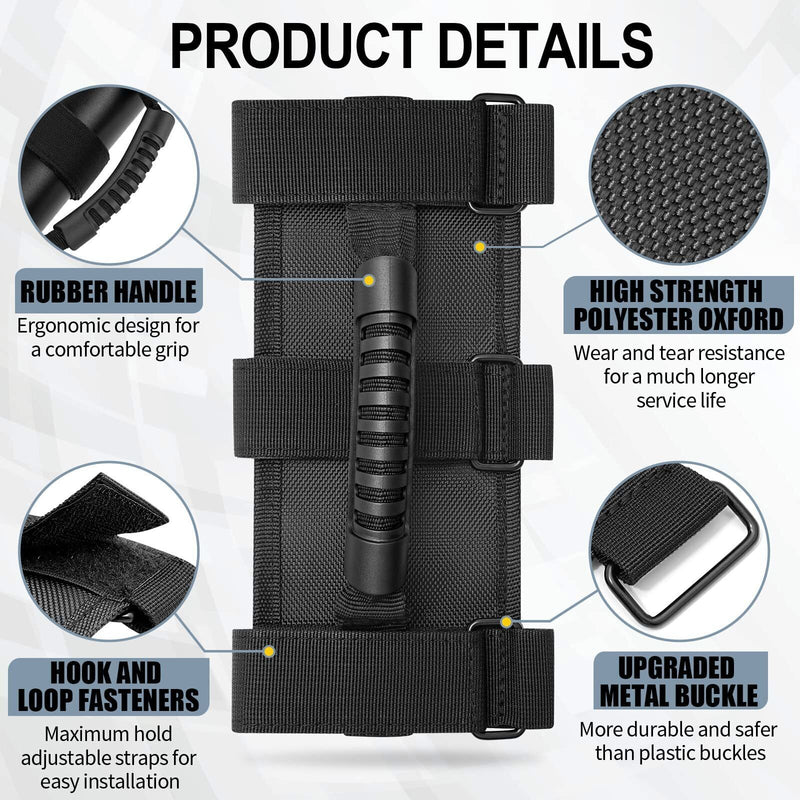 DURAFORCE 2 Pack Grab Handle Set Compatible with Jeep Wrangler TJ YJ JK, Easy-to-Fit Black