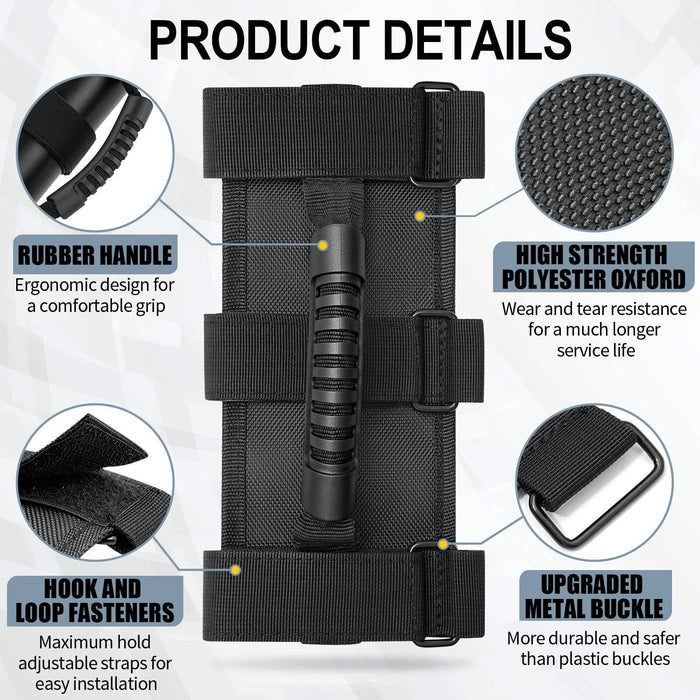 DURAFORCE 2 Pack Grab Handle Set Compatible with Jeep Wrangler TJ YJ JK, Easy-to-Fit Black