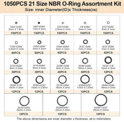 DURAFORCE 1050PCS O-Ring Assortment Kit | 21 Metric Sizes for Car Repair, Faucet, Air, Gas