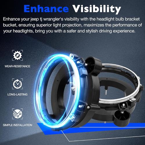 DURAFORCE Front Left & Right Side Headlight Bulb Brackets Buckets For 97-06 Jeep Wrangler