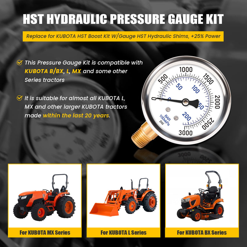 DURAFORCE Replaces KUBOTA HST Boost Kit W/Gauge HST Hydraulic Shims for KUBOTA MX 2017+