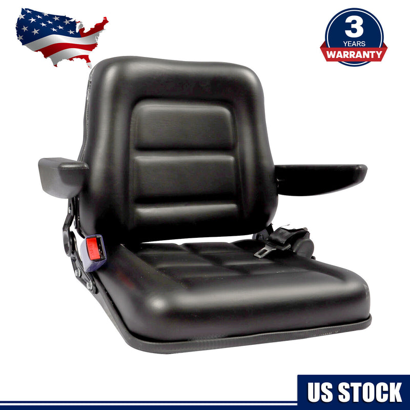 DURAFORCE Tractor Forklift Seat Excavator Universal Adjustable Backrest Armrest Safty Belt