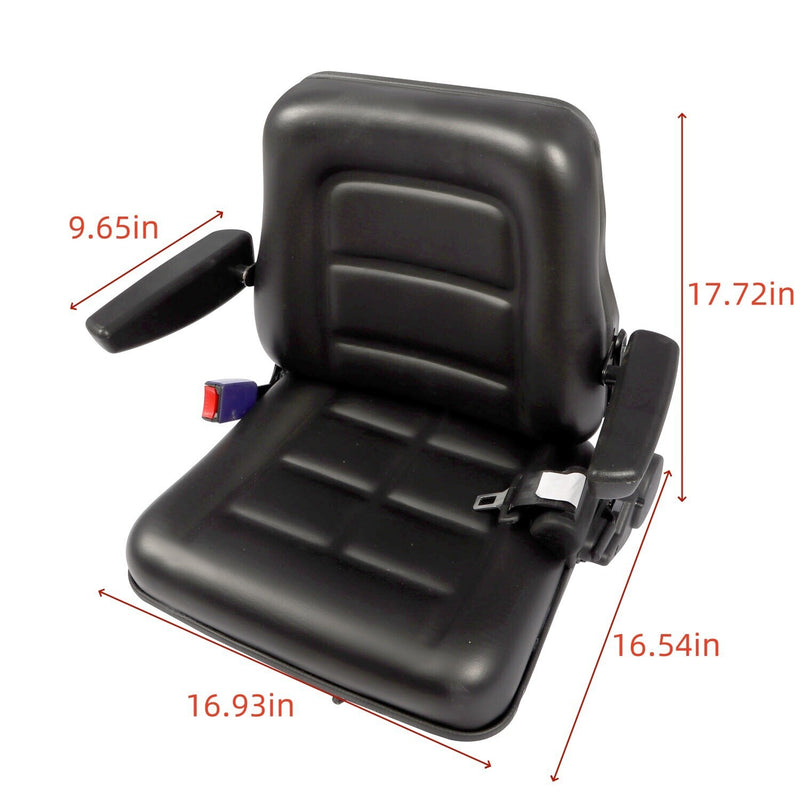 DURAFORCE Tractor Forklift Seat Excavator Universal Adjustable Backrest Armrest Safty Belt