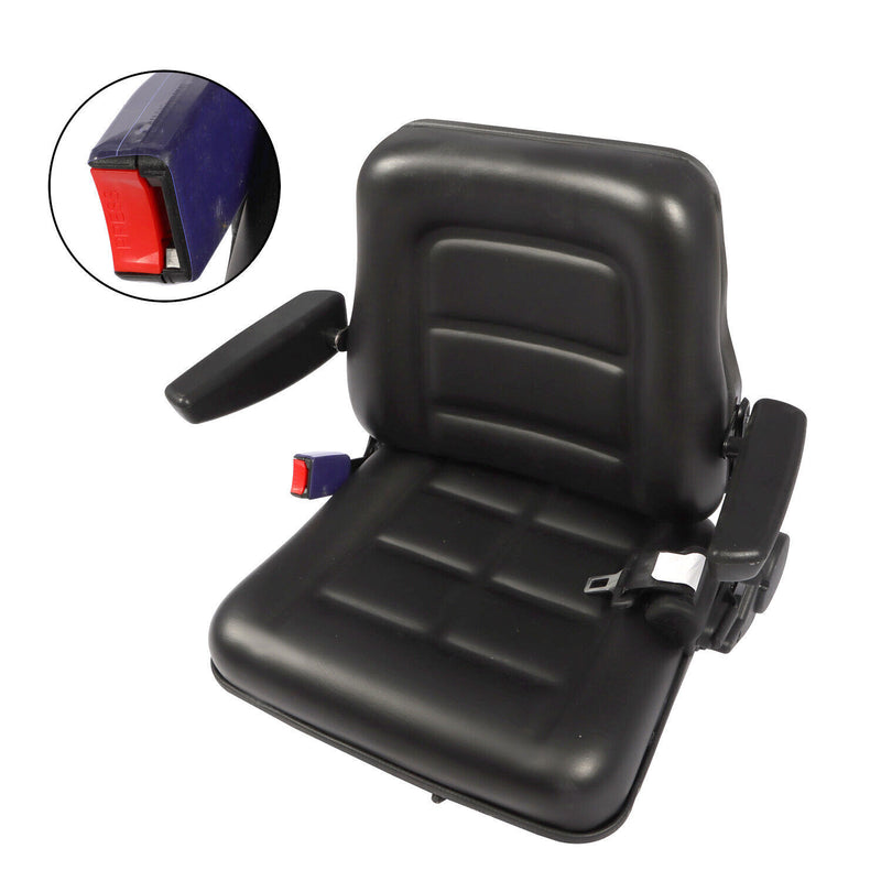 DURAFORCE Tractor Forklift Seat Excavator Universal Adjustable Backrest Armrest Safty Belt