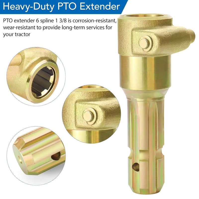 DURAFORCE Upgraded PTO Extender Adapter For Tractor, 1-3/8" & 6 Spline Female & Male 70HP