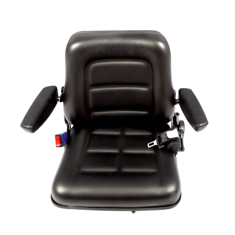 DURAFORCE Universal Tractor Seat For Forklift Excavator Skid Loader w/ Armrest+ Safty Belt