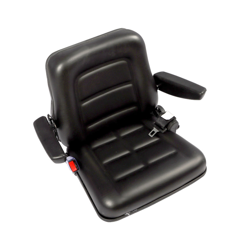 DURAFORCE Universal Tractor Seat For Forklift Excavator Skid Loader w/ Armrest+ Safty Belt