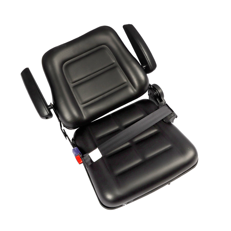 DURAFORCE Universal Tractor Seat For Forklift Excavator Skid Loader w/ Armrest+ Safty Belt