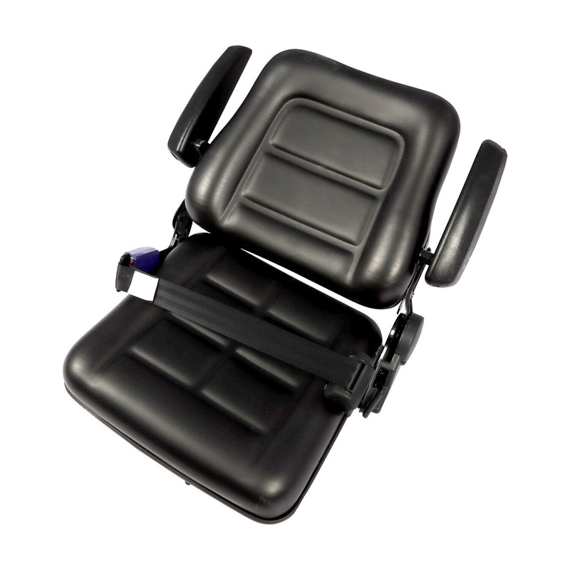 DURAFORCE Universal Tractor Seat For Forklift Excavator Skid Loader w/ Armrest+ Safty Belt