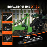 DURAFORCE Hydraulic Top Link Cat.2-2 With Locking Block 19 11/16” - 28” with 2 x Hoses
