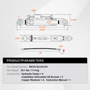 DURAFORCE Hydraulic Top Link Cat.2-2 With Locking Block 19 11/16” - 28” with 2 x Hoses
