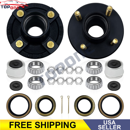 DURAFORCE 2 Sets 4 on 4'' Trailer Hub Kit for 2000 lbs 1" or 1-1/16" Trailer Straight Axle
