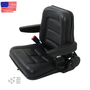 DURAFORCE Adjustable Seat w/Safety Belt & Armrest Universal Forklift Tractor Seat PVC