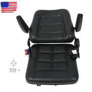 DURAFORCE Adjustable Seat w/Safety Belt & Armrest Universal Forklift Tractor Seat PVC
