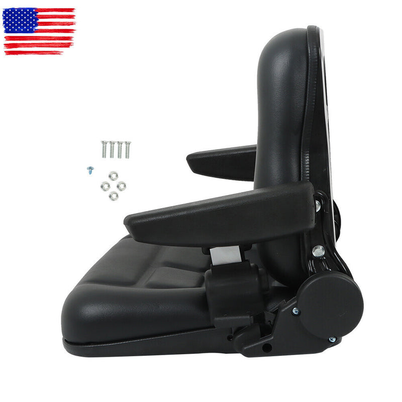 DURAFORCE Adjustable Seat w/Safety Belt & Armrest Universal Forklift Tractor Seat PVC