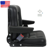 DURAFORCE Adjustable Seat w/Safety Belt & Armrest Universal Forklift Tractor Seat PVC