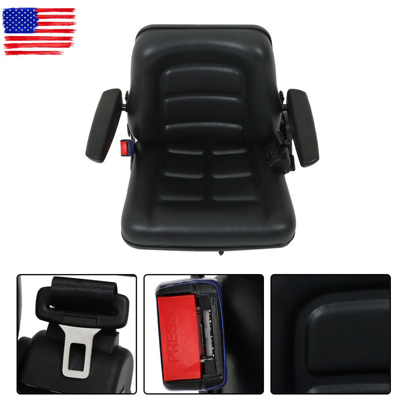DURAFORCE Adjustable Seat w/Safety Belt & Armrest Universal Forklift Tractor Seat PVC
