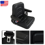 DURAFORCE Adjustable Seat w/Safety Belt & Armrest Universal Forklift Tractor Seat PVC