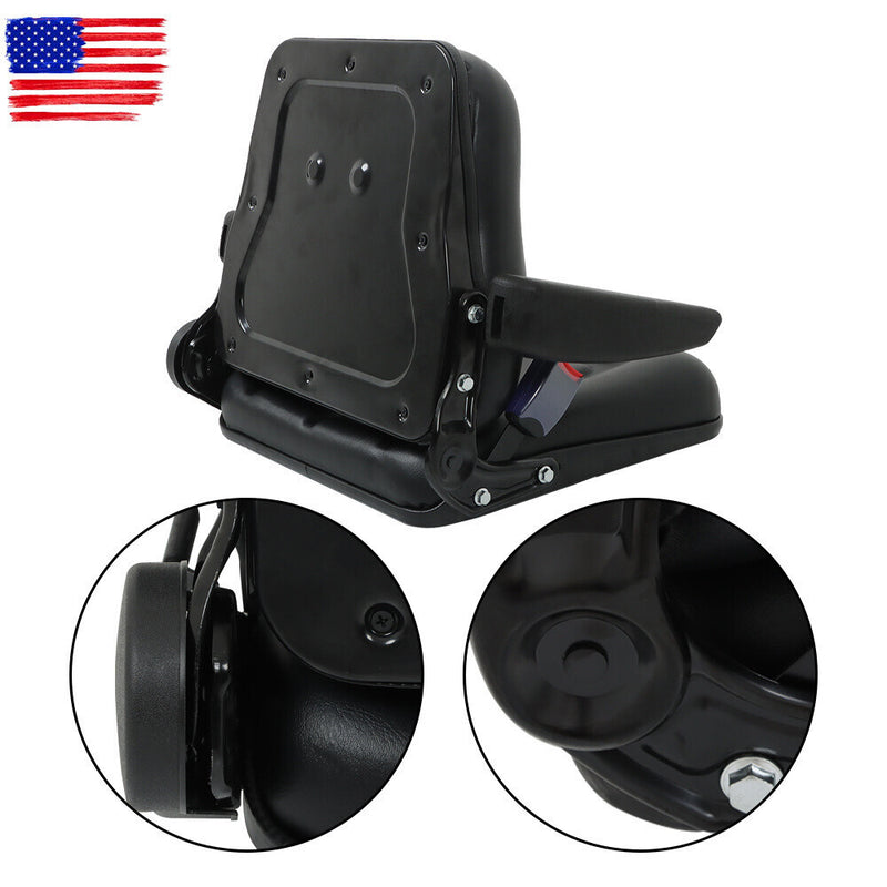 DURAFORCE Adjustable Seat w/Safety Belt & Armrest Universal Forklift Tractor Seat PVC
