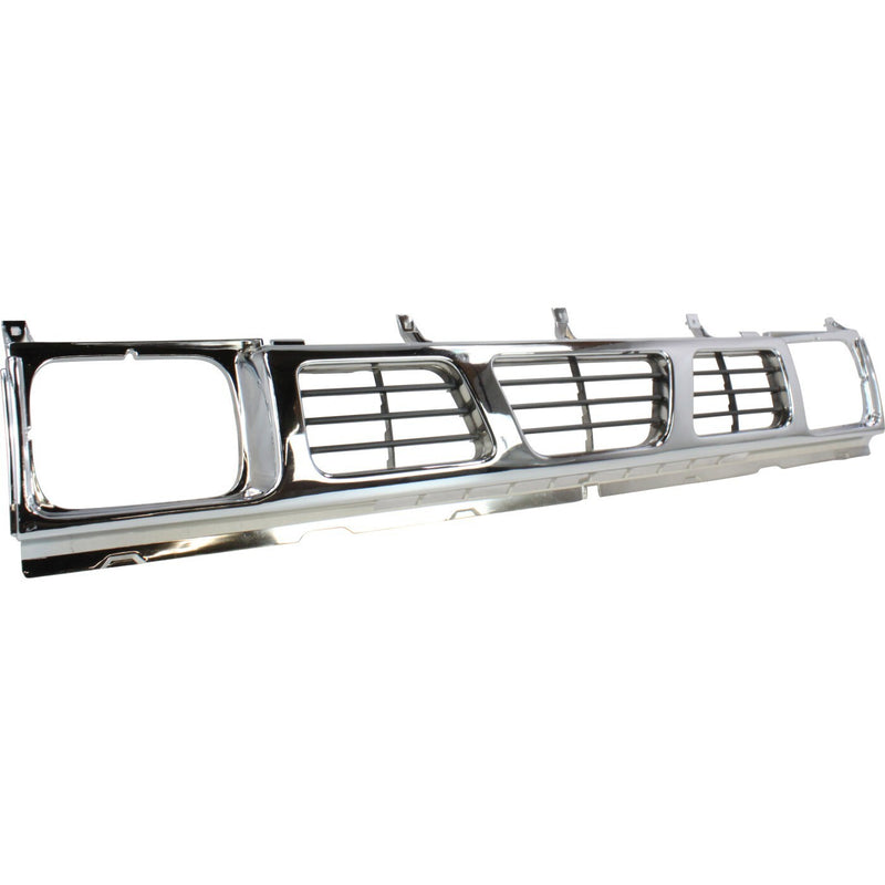 DURAFORCE Grille For 93-97 Nissan Pickup Chrome Shell w/ Gray Insert Plastic