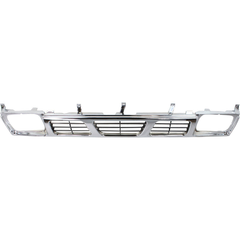 DURAFORCE Grille For 93-97 Nissan Pickup Chrome Shell w/ Gray Insert Plastic
