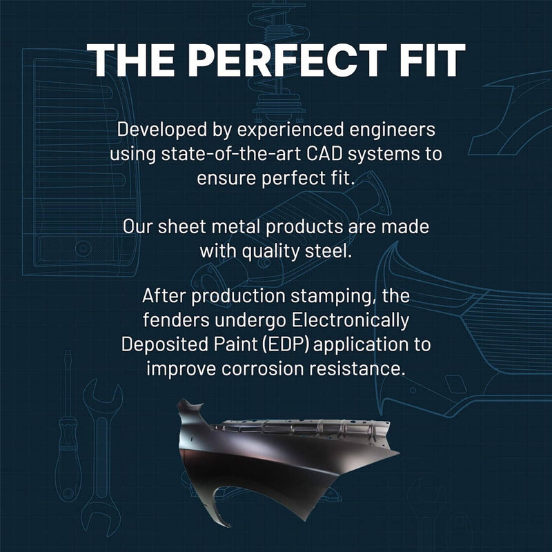 DURAFORCE Front Right Fender For 1999-2004 Ford Mustang Primed Steel with Emblem Provision