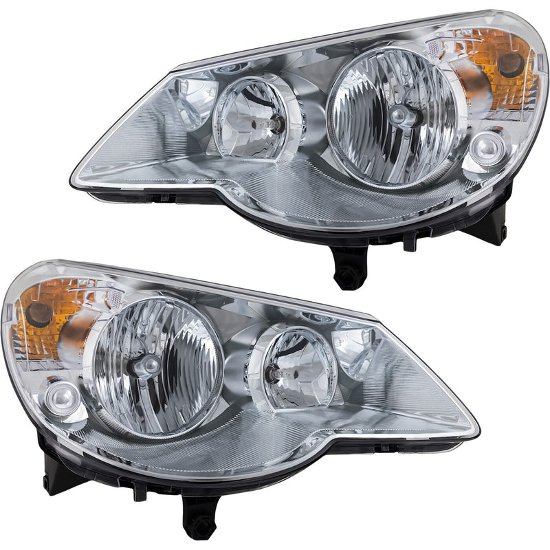 DURAFORCE Headlight Assembly Set For 2007-2010 Chrysler Sebring Left and Right With Bulb
