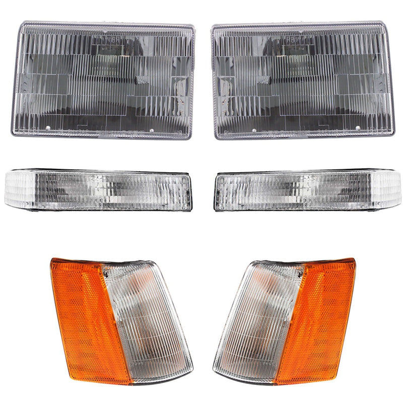 DURAFORCE Headlight Kit For 93-96 Jeep Grand Cherokee With Corner Light Turn Signal Light