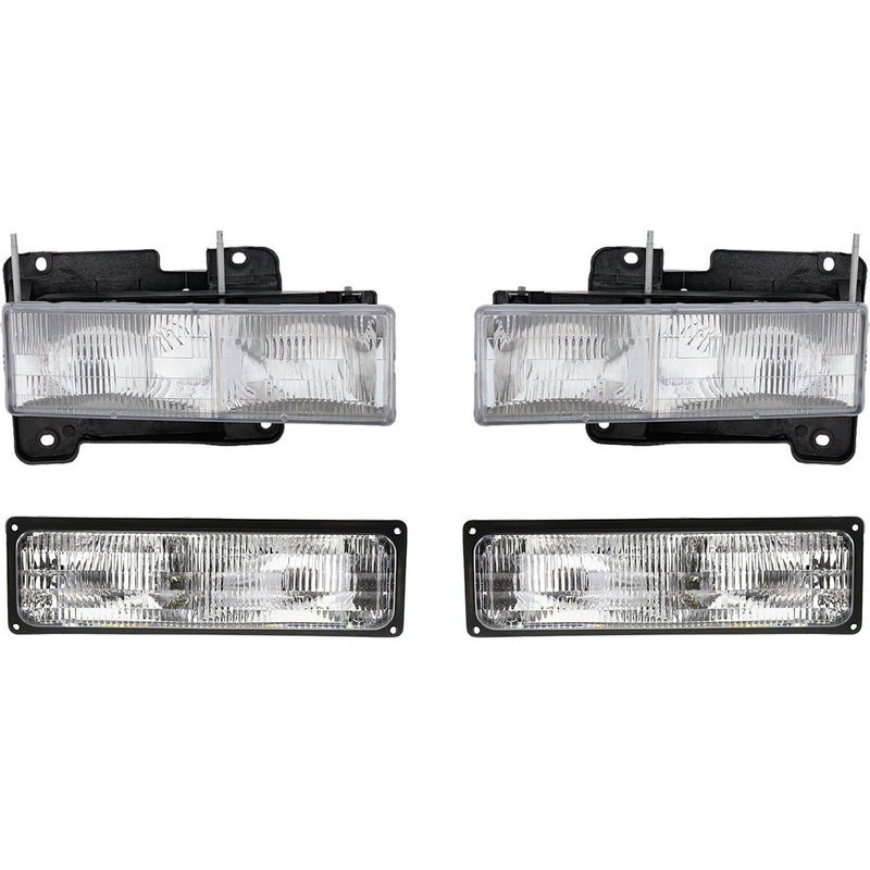 DURAFORCE Headlights Headlamps & Parking Corner Signal Light Set Kit for Chevy GMC Truck