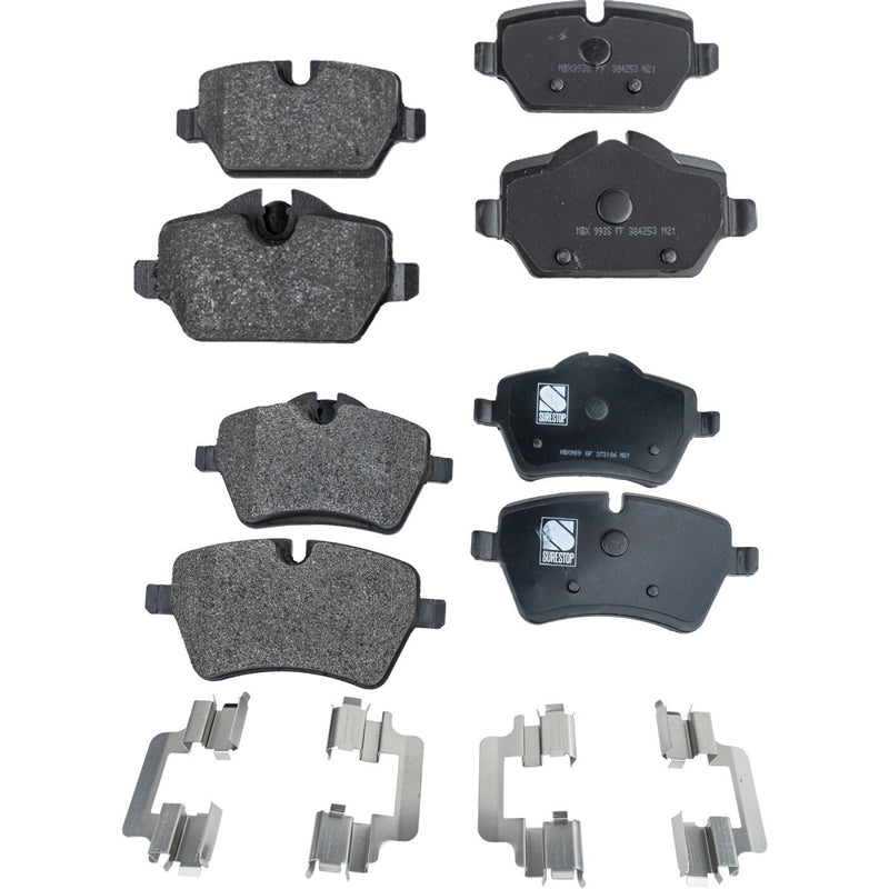 DURAFORCE Front and Rear Ceramic Brake Pad Set For 2011-2016 Mini Cooper Countryman FWD