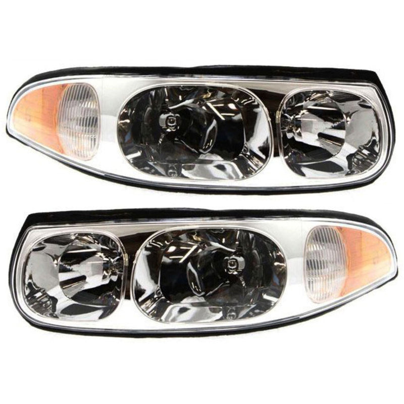 DURAFORCE Driver and Passenger Side Headlight For Buick LeSabre 2000-2005 Halogen w/ Bulbs