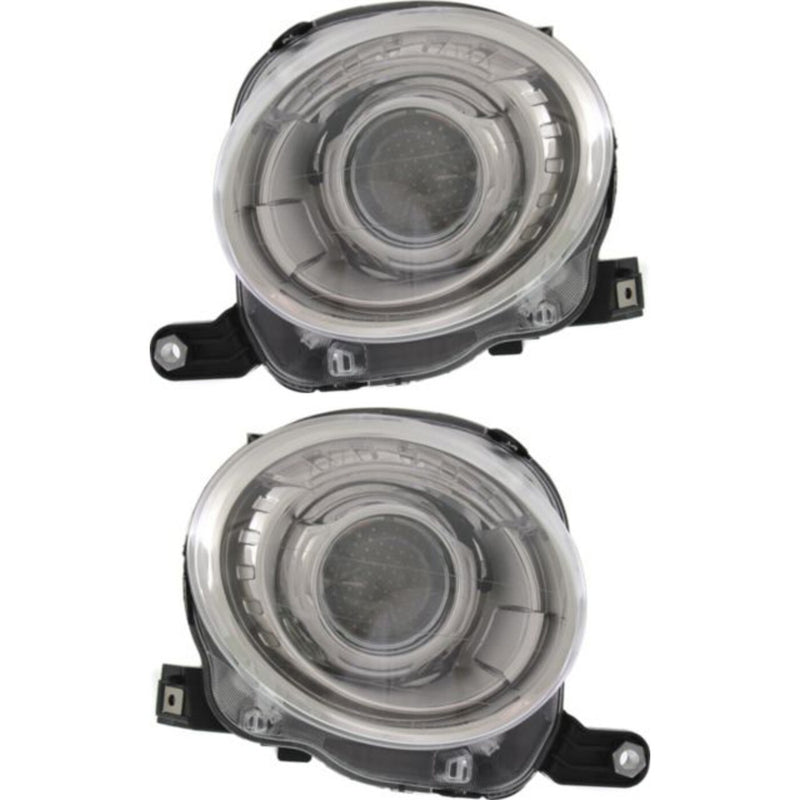 DURAFORCE Headlight Set For 2012-2019 Fiat 500 Left and Right With Bulb 2Pc