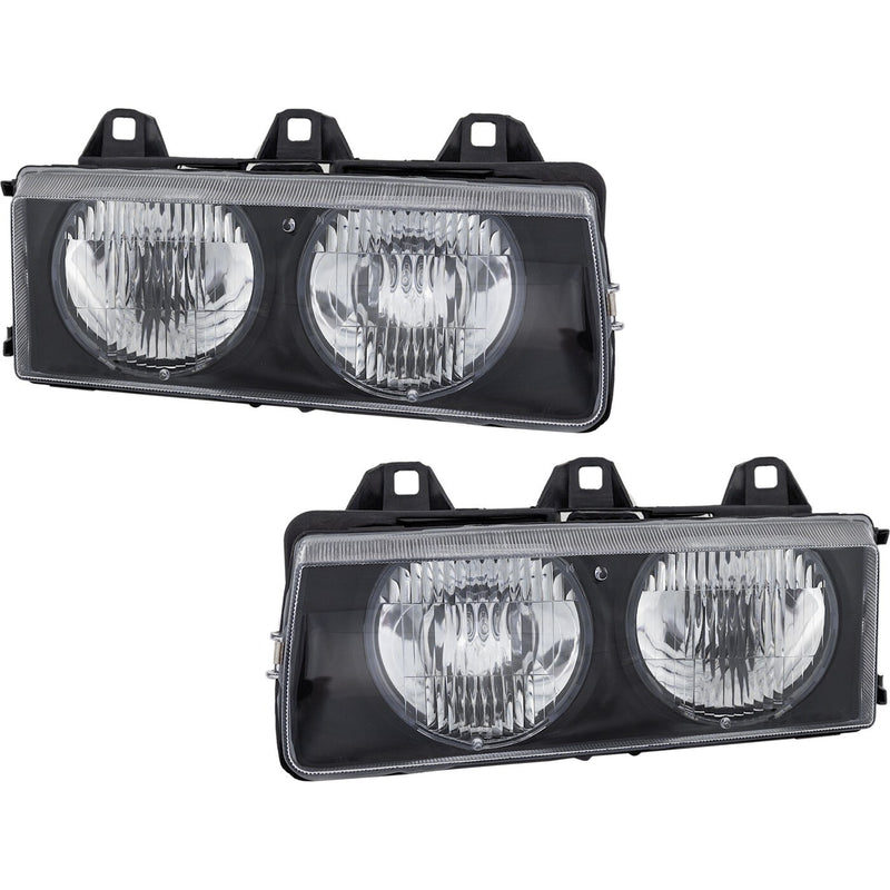 DURAFORCE Driver and Passenger Side Headlight For BMW 328i 1996-1999 Halogen with Bulb(s)