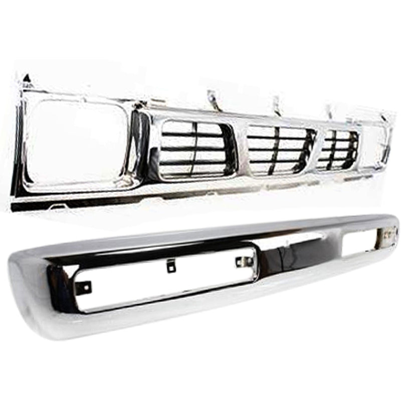 DURAFORCE Bumper Kit For 1996-1997 Nissan Pickup Front Chrome with Grille Assembly