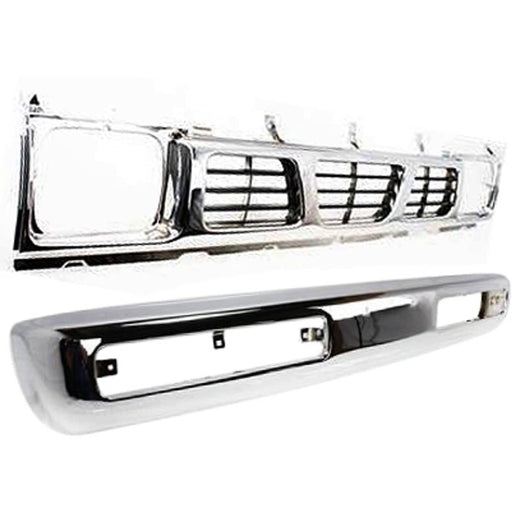 DURAFORCE Bumper Kit For 1996-1997 Nissan Pickup Front Chrome with Grille Assembly