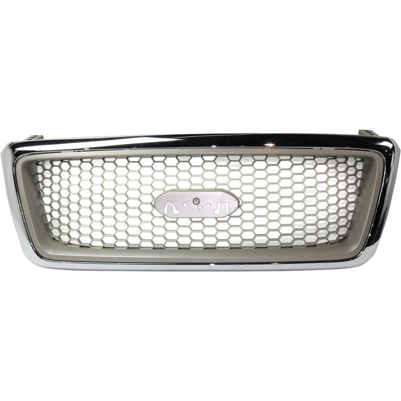DURAFORCE Grille For 2004-2008 Ford F-150 Chrome Shell w/ Beige Insert Plastic
