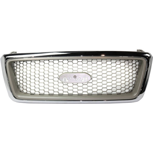 DURAFORCE Grille For 2004-2008 Ford F-150 Chrome Shell w/ Beige Insert Plastic