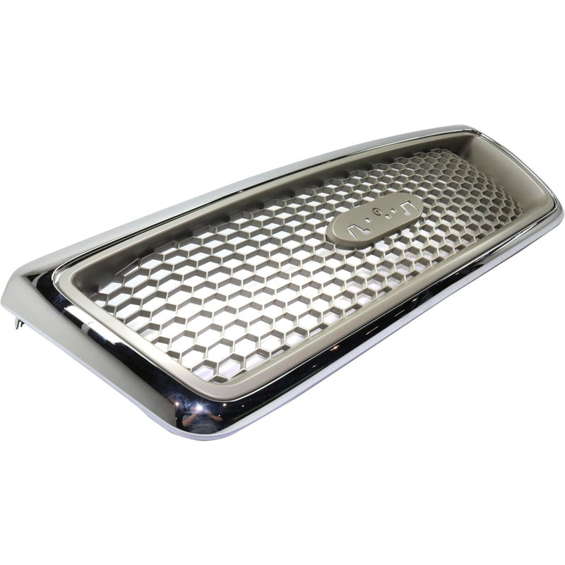 DURAFORCE Grille For 2004-2008 Ford F-150 Chrome Shell w/ Beige Insert Plastic
