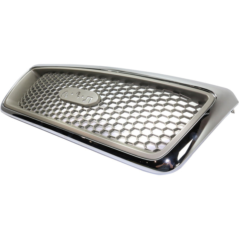 DURAFORCE Grille For 2004-2008 Ford F-150 Chrome Shell w/ Beige Insert Plastic
