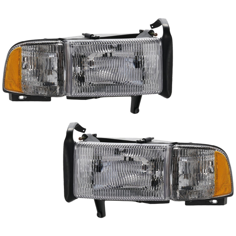 DURAFORCE Headlight Set For 1994-2002 Dodge Ram 1500 Ram 2500 Ram 3500 With Corner Light