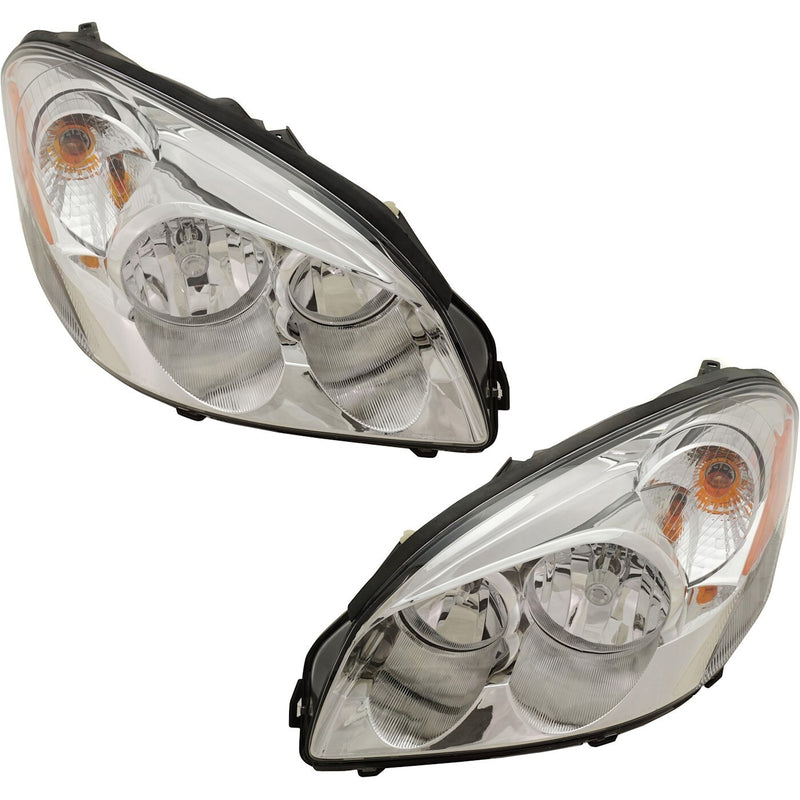 DURAFORCE LH & RH Headlight For Buick Lucerne 2006-2011 Halogen w/ Bulbs White Turn Signal