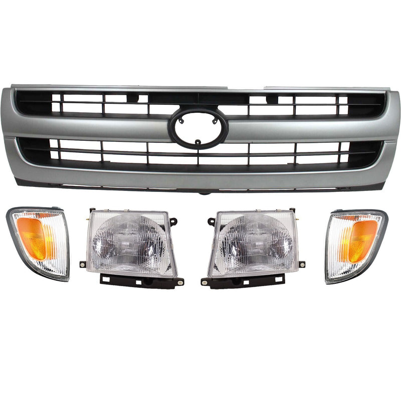 DURAFORCE Headlight Grille Assembly Kit For 1997-2000 Toyota Tacoma RWD with Corner Lights