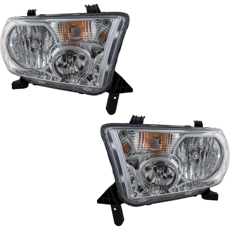 DURAFORCE Headlight Set For 2007-2013 Toyota Tundra 2008-2016 Sequoia LH RH w/ bulb