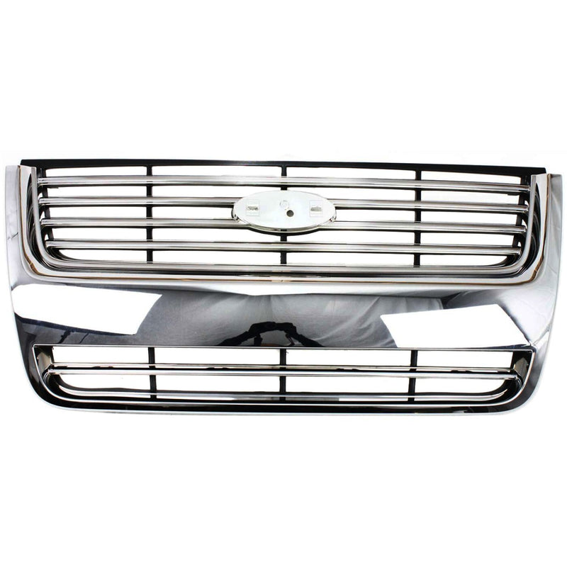 DURAFORCE Grille For 2006-2010 Ford Explorer Chrome Shell w/ Black Insert Plastic