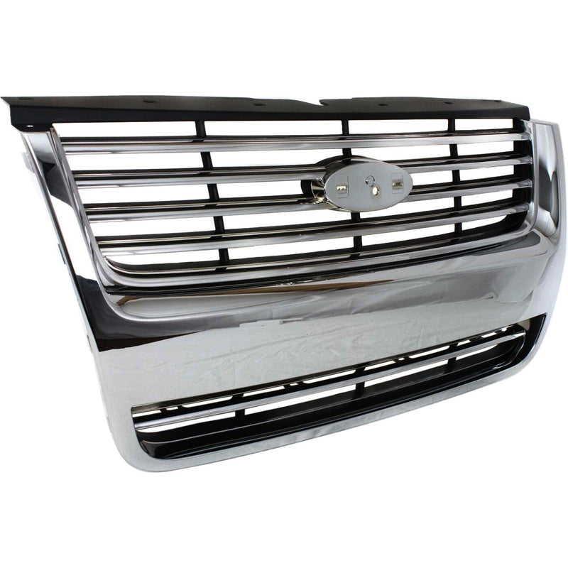 DURAFORCE Grille For 2006-2010 Ford Explorer Chrome Shell w/ Black Insert Plastic
