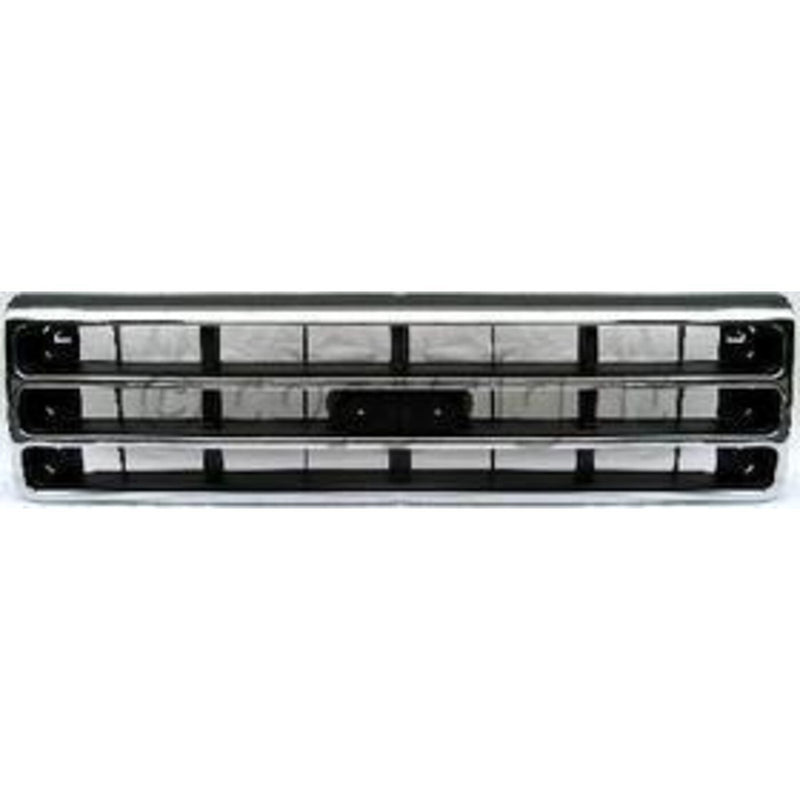 DURAFORCE Grille For 89-91 Ford F-150 F-250 Chrome Shell w/ Silver Insert Plastic