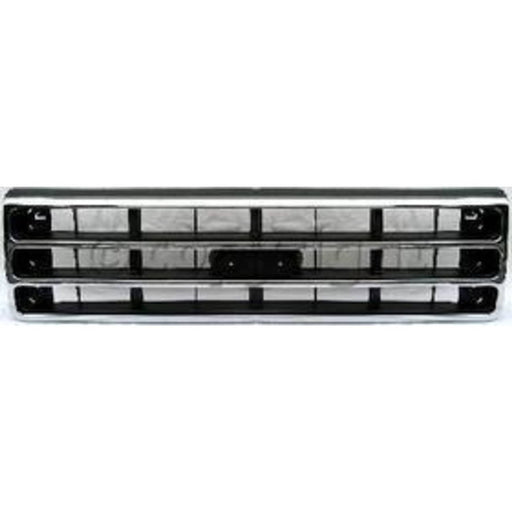 DURAFORCE Grille For 89-91 Ford F-150 F-250 Chrome Shell w/ Silver Insert Plastic