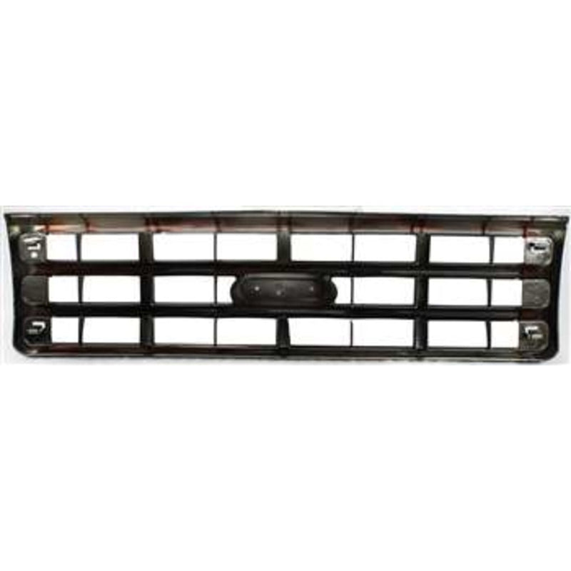 DURAFORCE Grille For 89-91 Ford F-150 F-250 Chrome Shell w/ Silver Insert Plastic