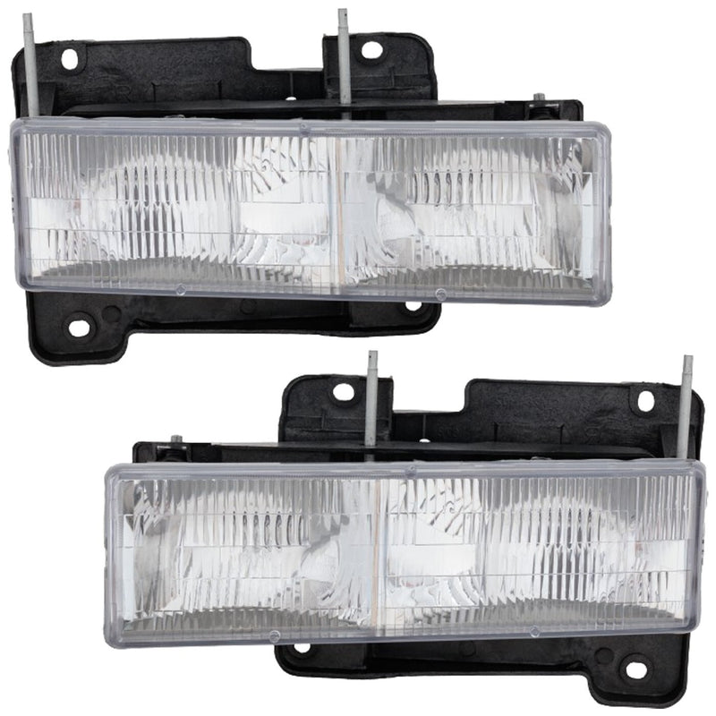 DURAFORCE Headlights Lamps Pair For 1988-98 Chevy GMC C10 C/K Truck Chrome Composite Type
