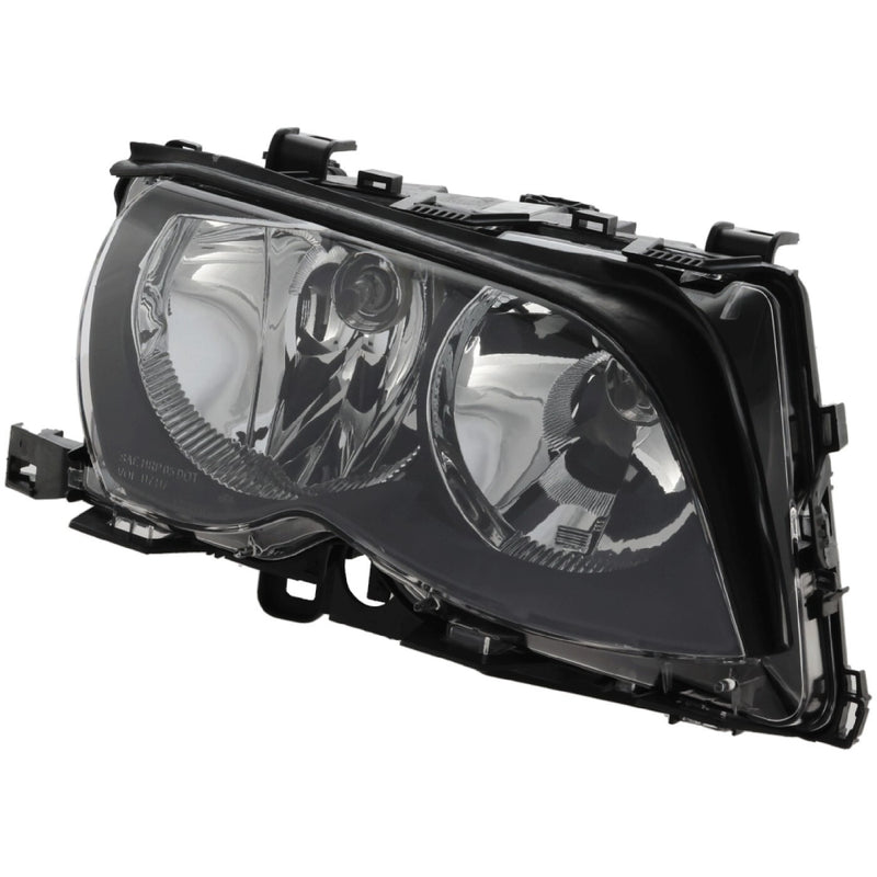 DURAFORCE Left & Right Side Headlight For BMW 325i 2002-2005 Halogen w/ Bulbs Black Bezel